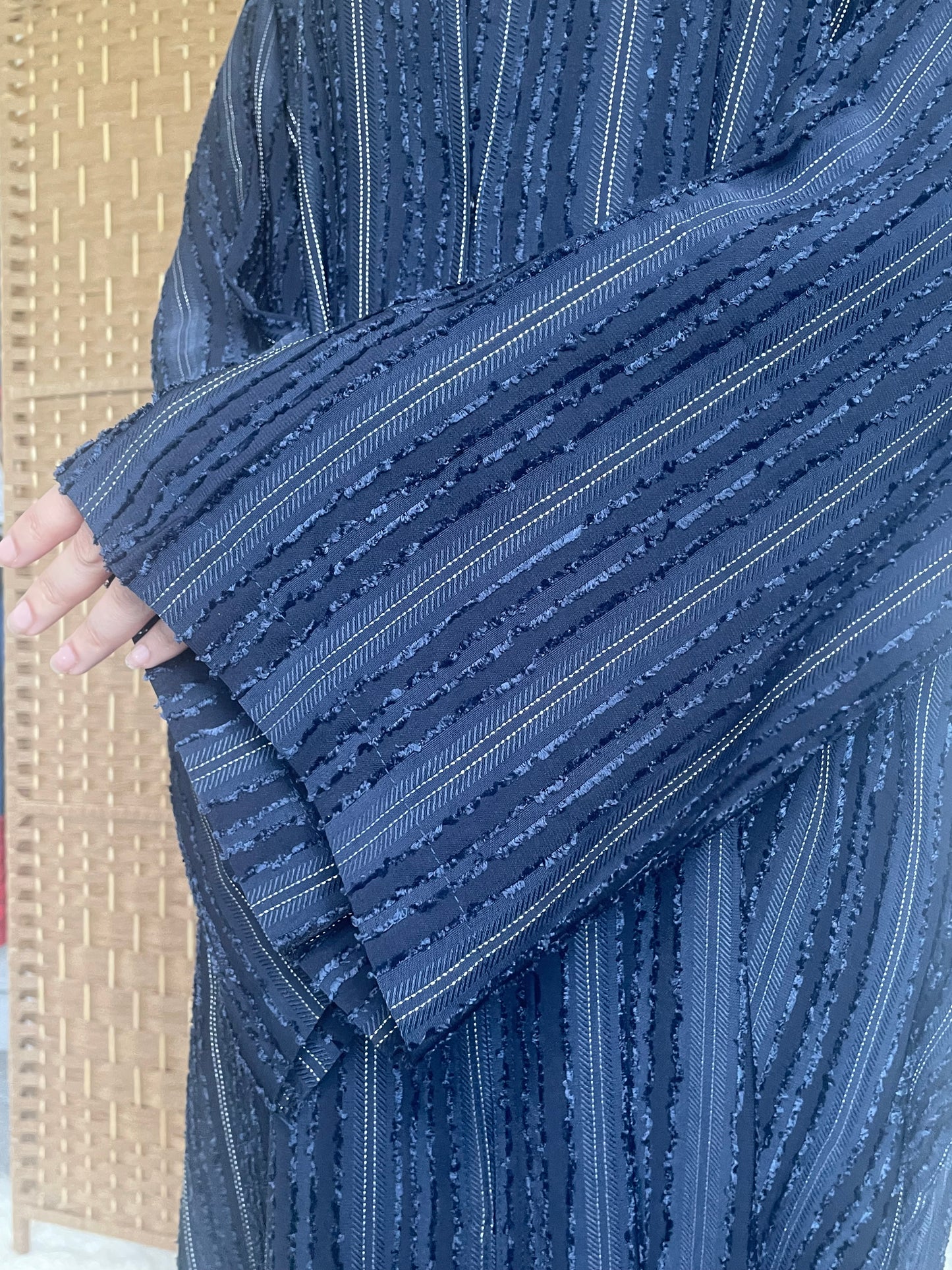 Hawa Abaya - Open Blue abaya with buttons and matching scarf