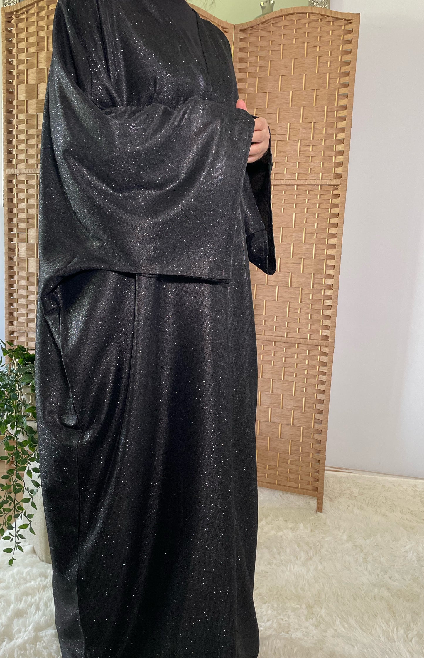 Glamorous Black Sparkly Open Abaya SALE