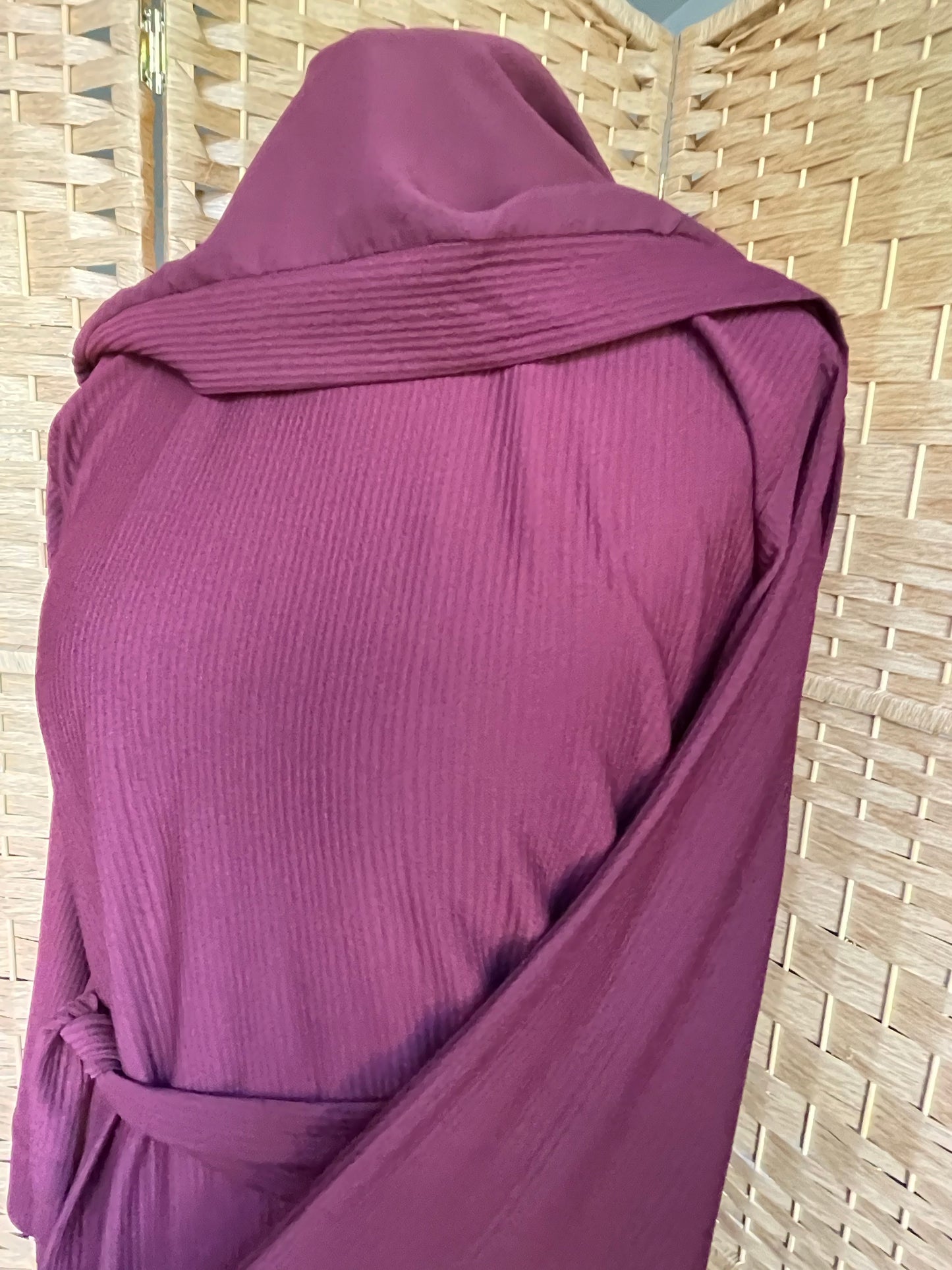 Plum Ribbed Abaya