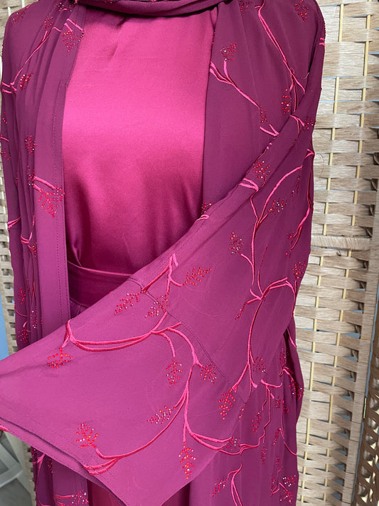 Aiza Abaya Red/Maroon