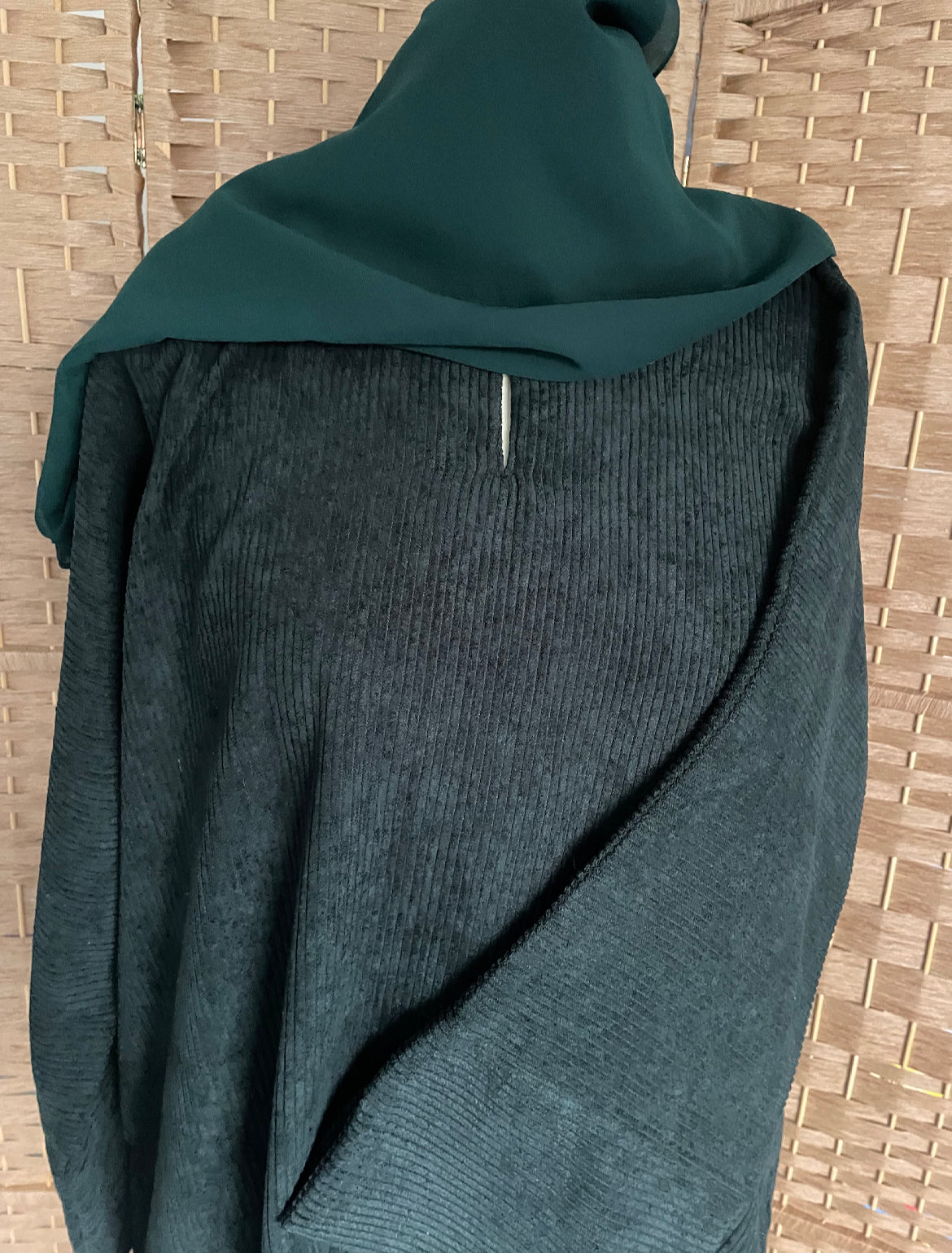 Corduroy Abaya -Green (Sale)