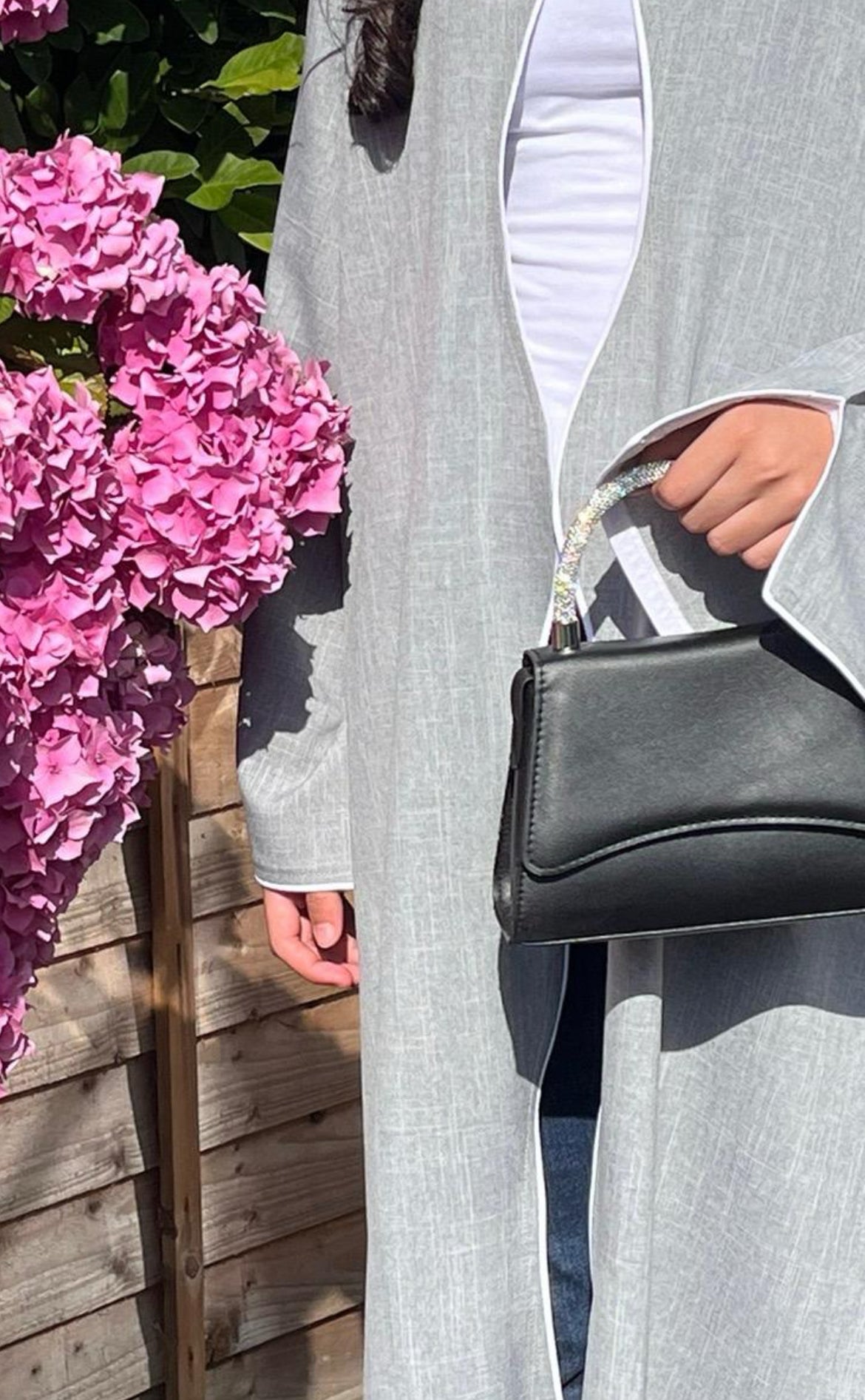 Myra - Grey Linen open Abaya (Sale )