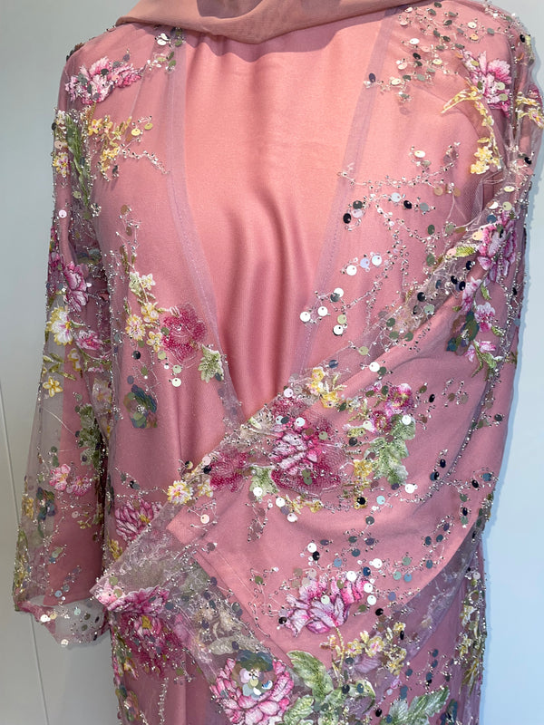 Luxurious Kinza Abaya Set Pink