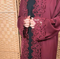 Isma Lace Abaya - Maroon