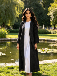 Polka Dot Abaya- Black
