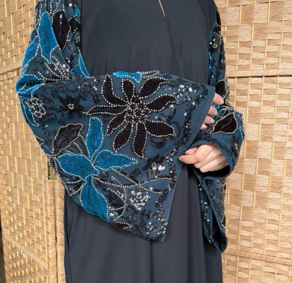 Amina Closed Abaya  Teal