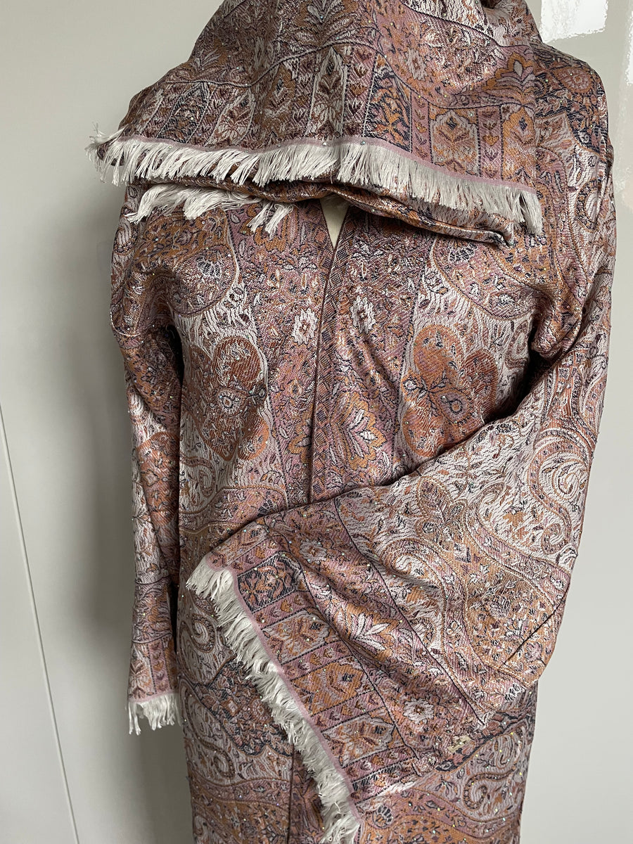 Pashmina Abaya Pastel Orange Grey #26