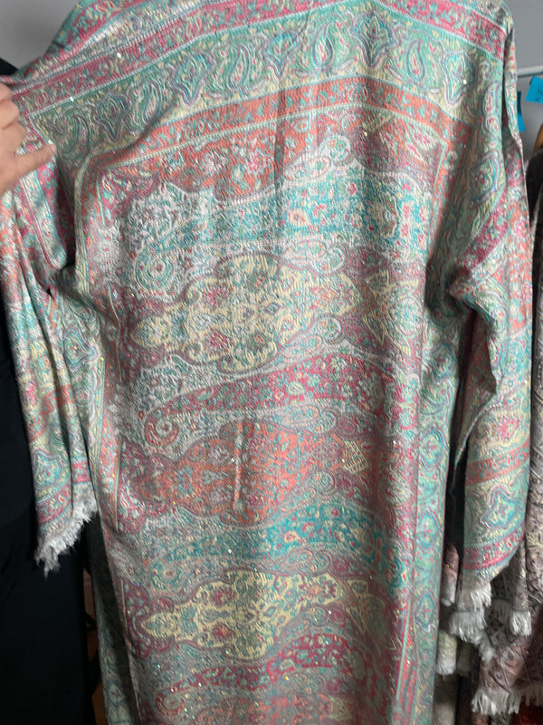 Pashmina Abaya Green yellow pastel mix    #22