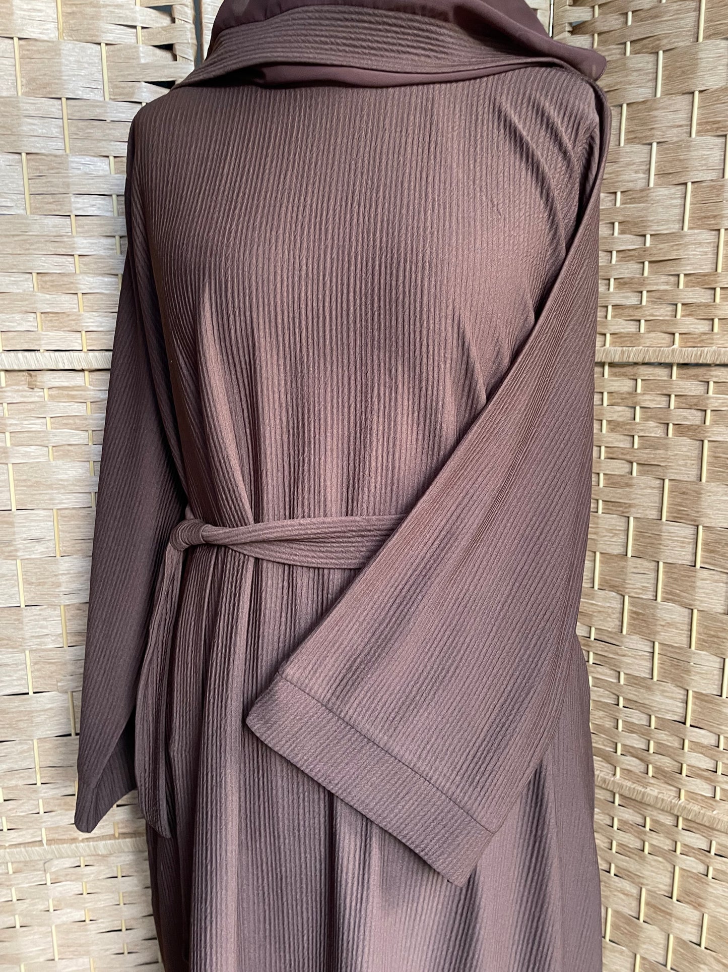 Brown Ribbed Abaya