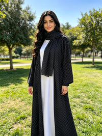 Polka Dot Abaya- Black