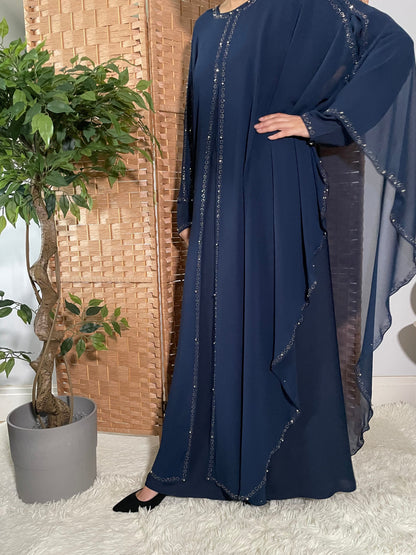 Lina Cape Style Abaya - Blue