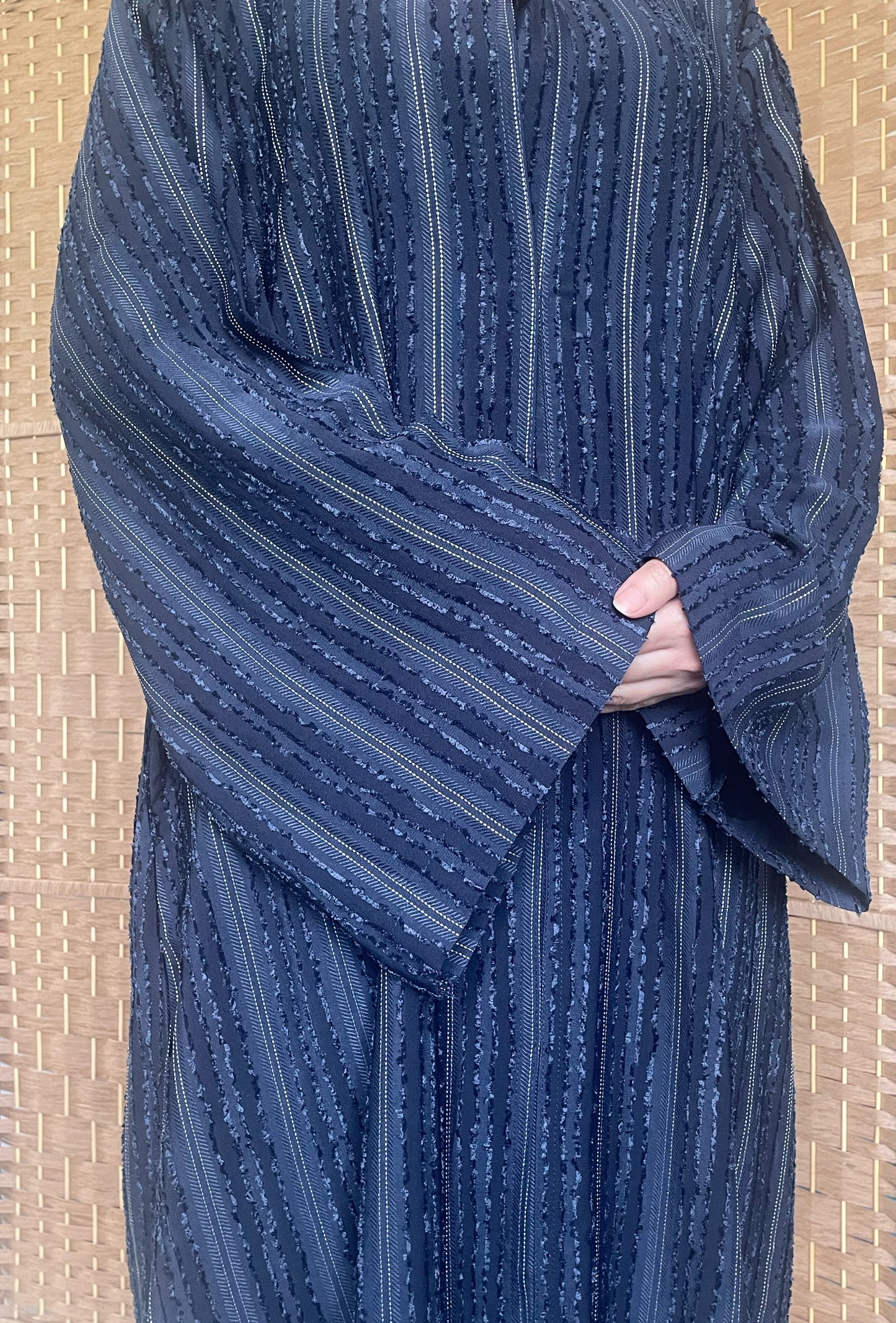 Hawa Abaya - Open Blue abaya with buttons and matching scarf