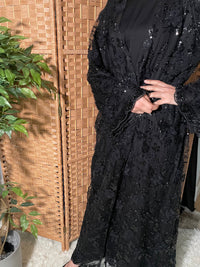 Sehar Black Net Abaya