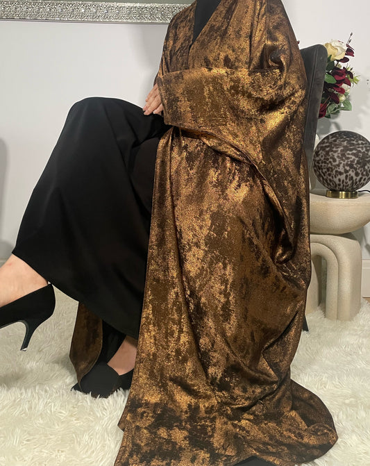 Noreen Fariha Abaya- Black & Copper Gold