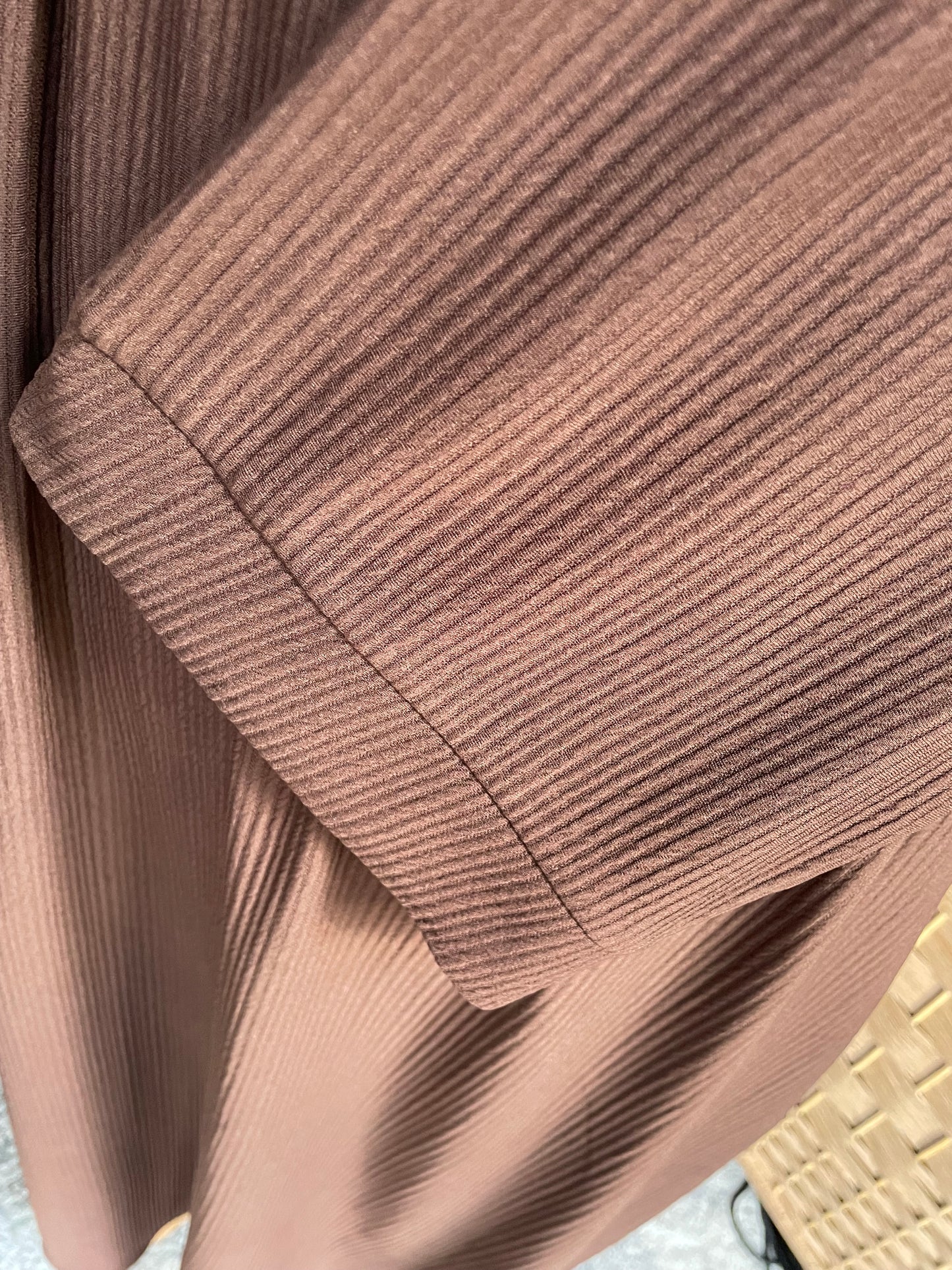 Brown Ribbed Abaya