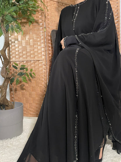 Lina Cape Style Abaya - Black