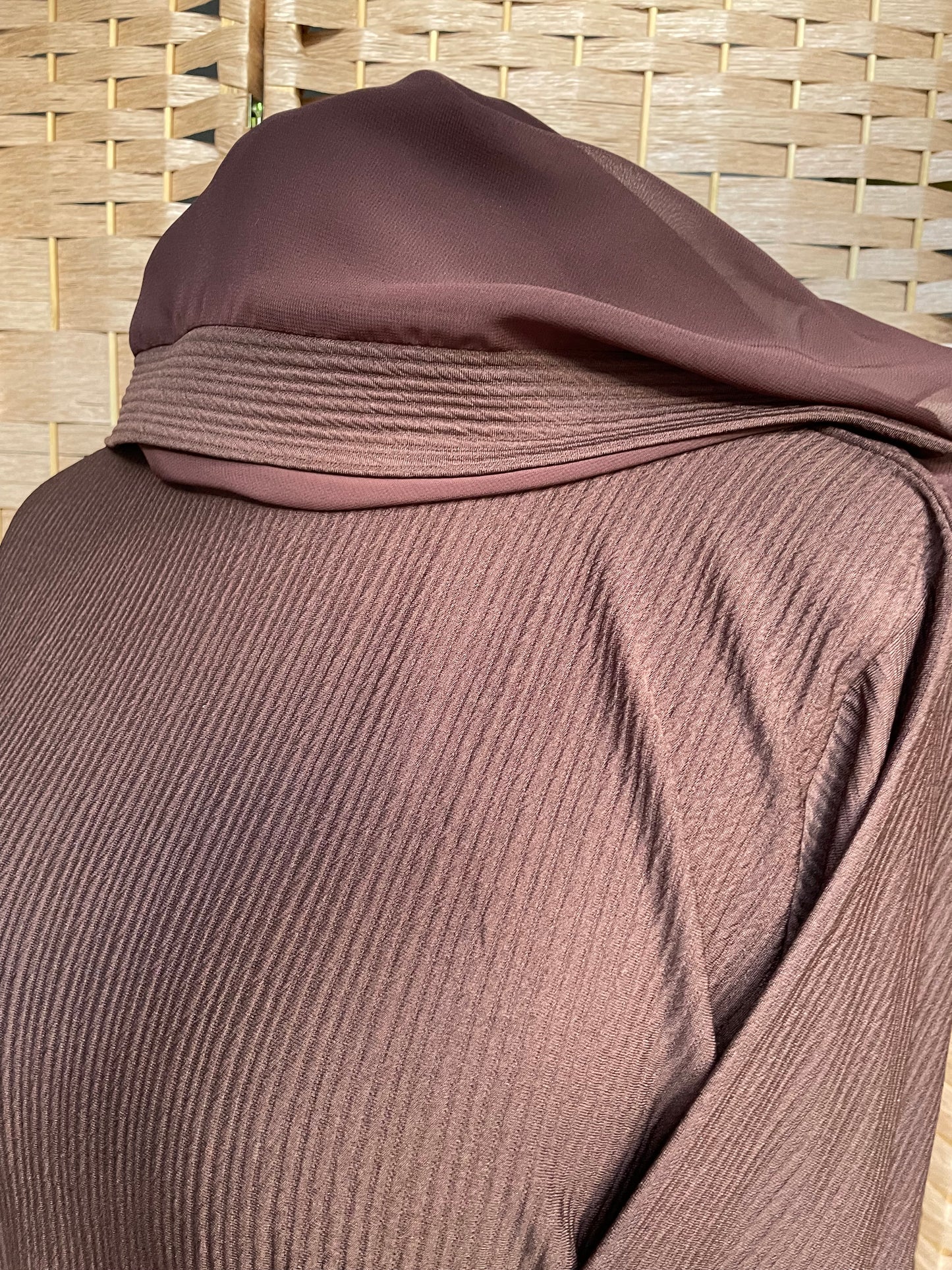 Brown Ribbed Abaya
