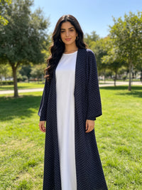 Polka Dot Abaya- Mavy Blue