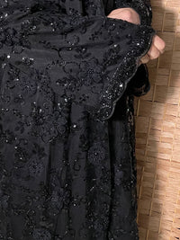Sehar Black Net Abaya