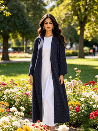 Polka Dot Abaya- Mavy Blue