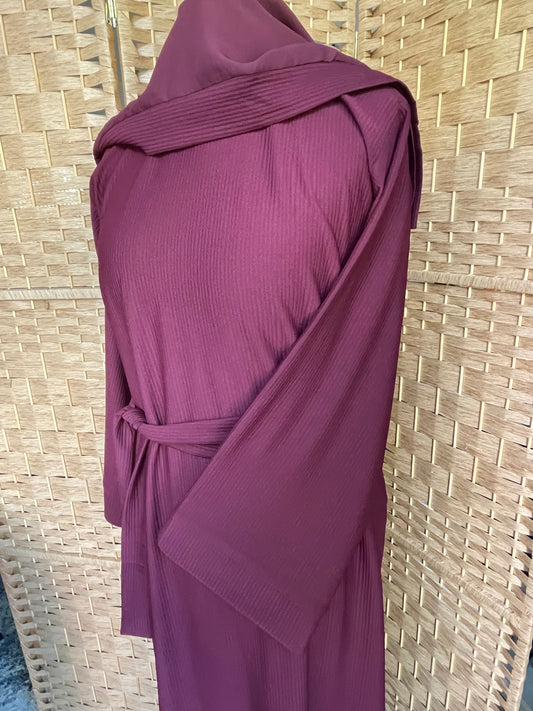 Plum Ribbed Abaya