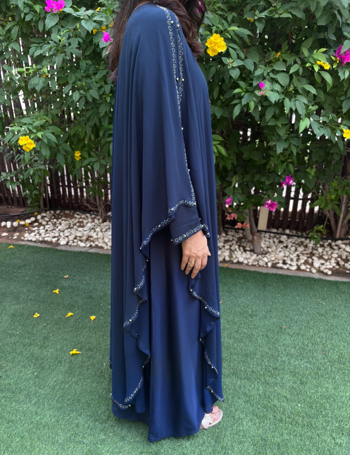 Lina Cape Style Abaya - Blue
