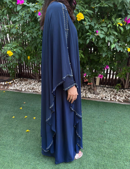 Lina Cape Style Abaya - Blue