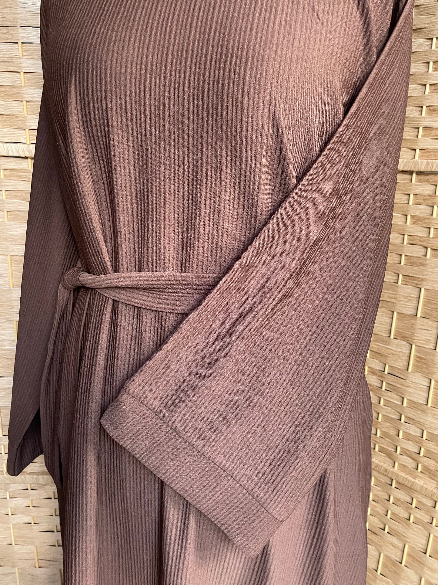 Brown Ribbed Abaya