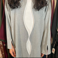 Myra - Grey Linen open Abaya (Sale ) — Image 1