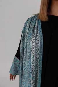 Nida Abaya with Pashmina on side. Blue