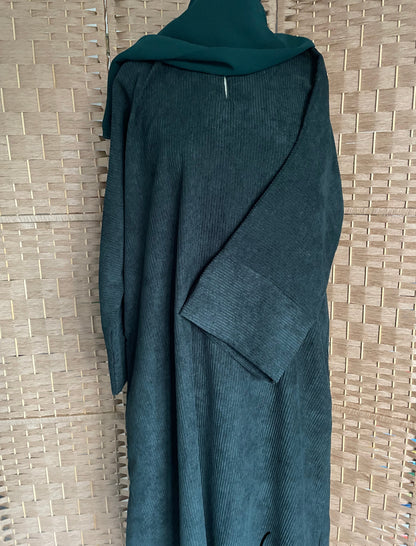 Corduroy Abaya -Green (Sale)