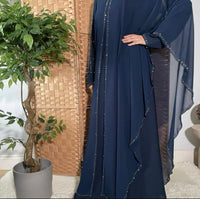 Lina Cape Style Abaya - Blue