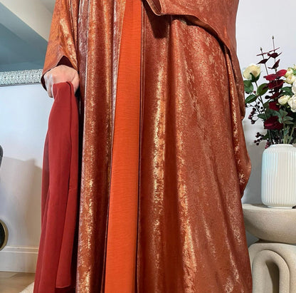 Clearance - Noreen Fariha Abaya- Rust full set Butterfly style