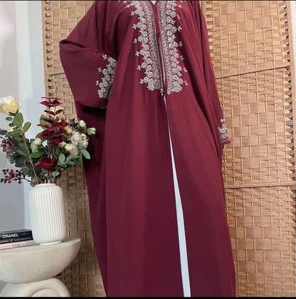 Clearance - Amara Abaya Light Maroon no inner slip