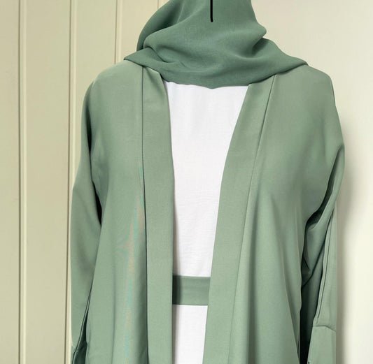 Naira Open Abaya -Light Green (Sale)