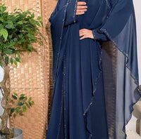 Lina Cape Style Abaya - Blue