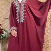 Clearance - Amara Abaya Light Maroon no inner slip — Image 1