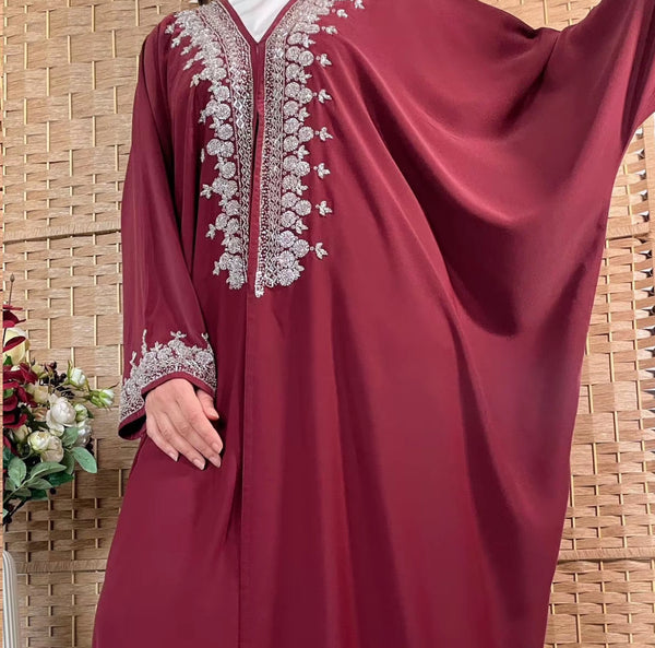 Clearance - Amara Abaya Light Maroon no inner slip