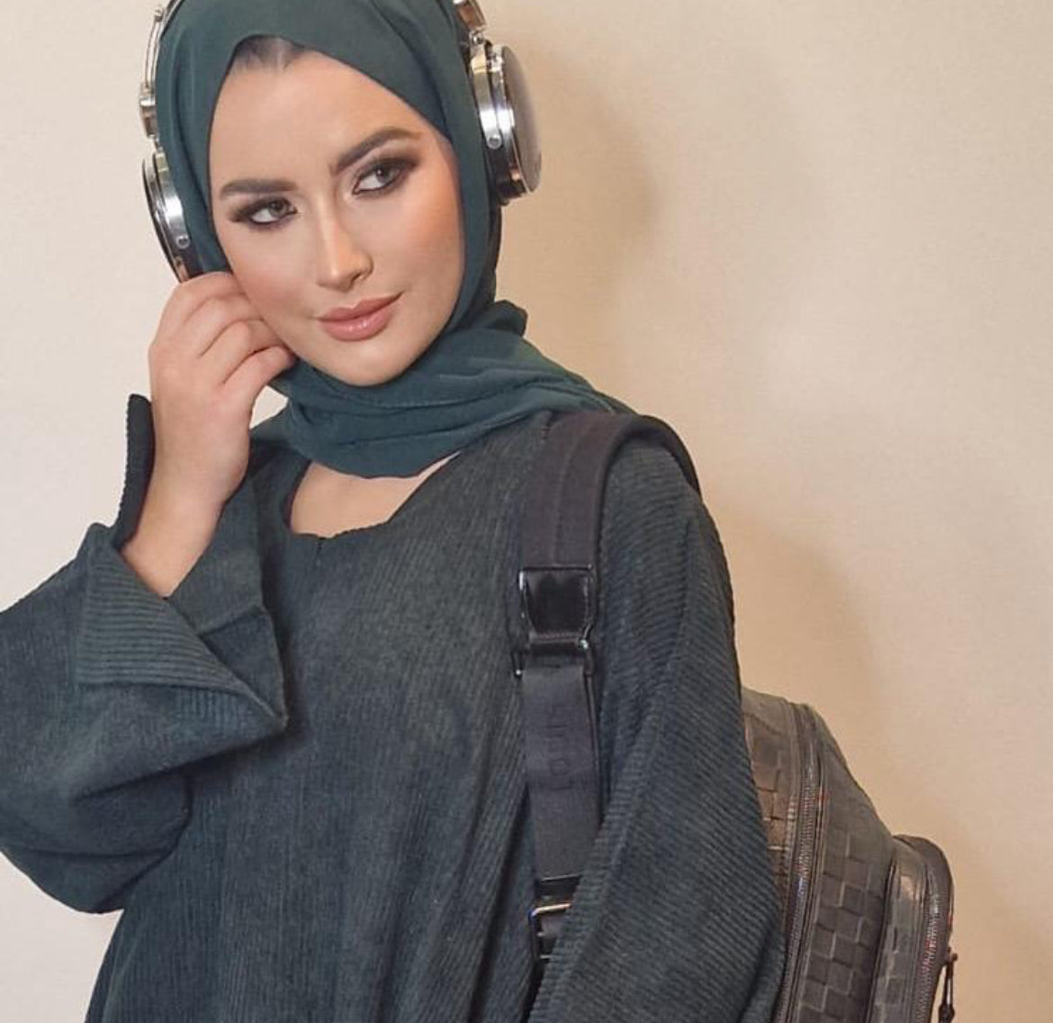 Corduroy Abaya -Green (Sale)