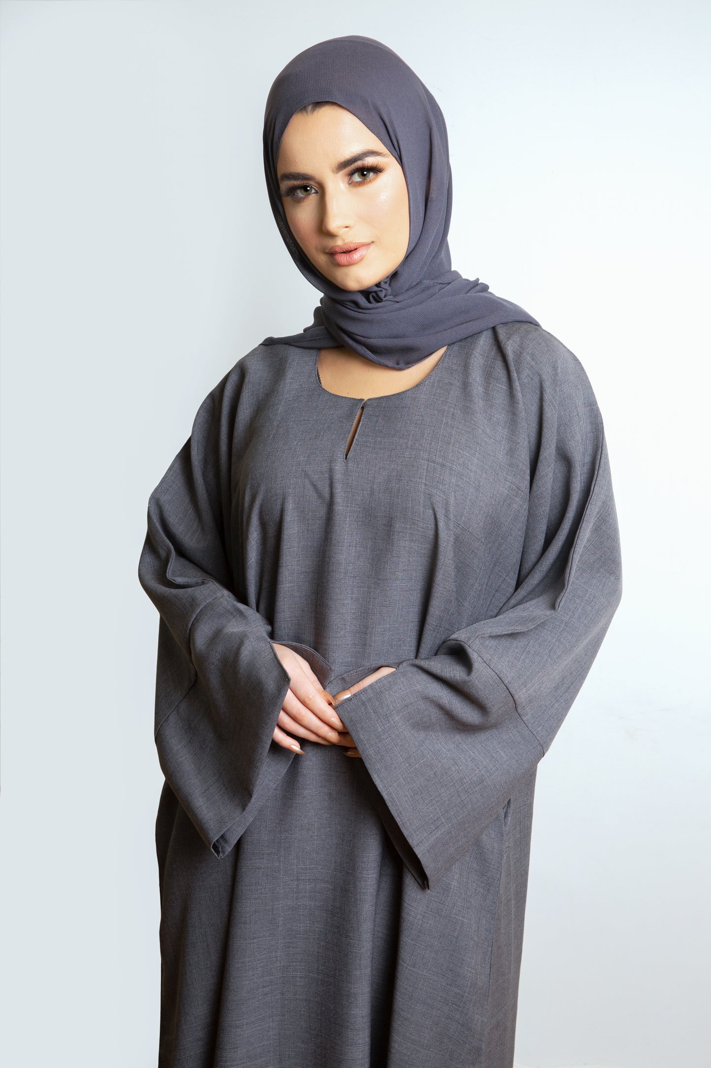 Classic Linen Abaya- Charcoal Grey SALE