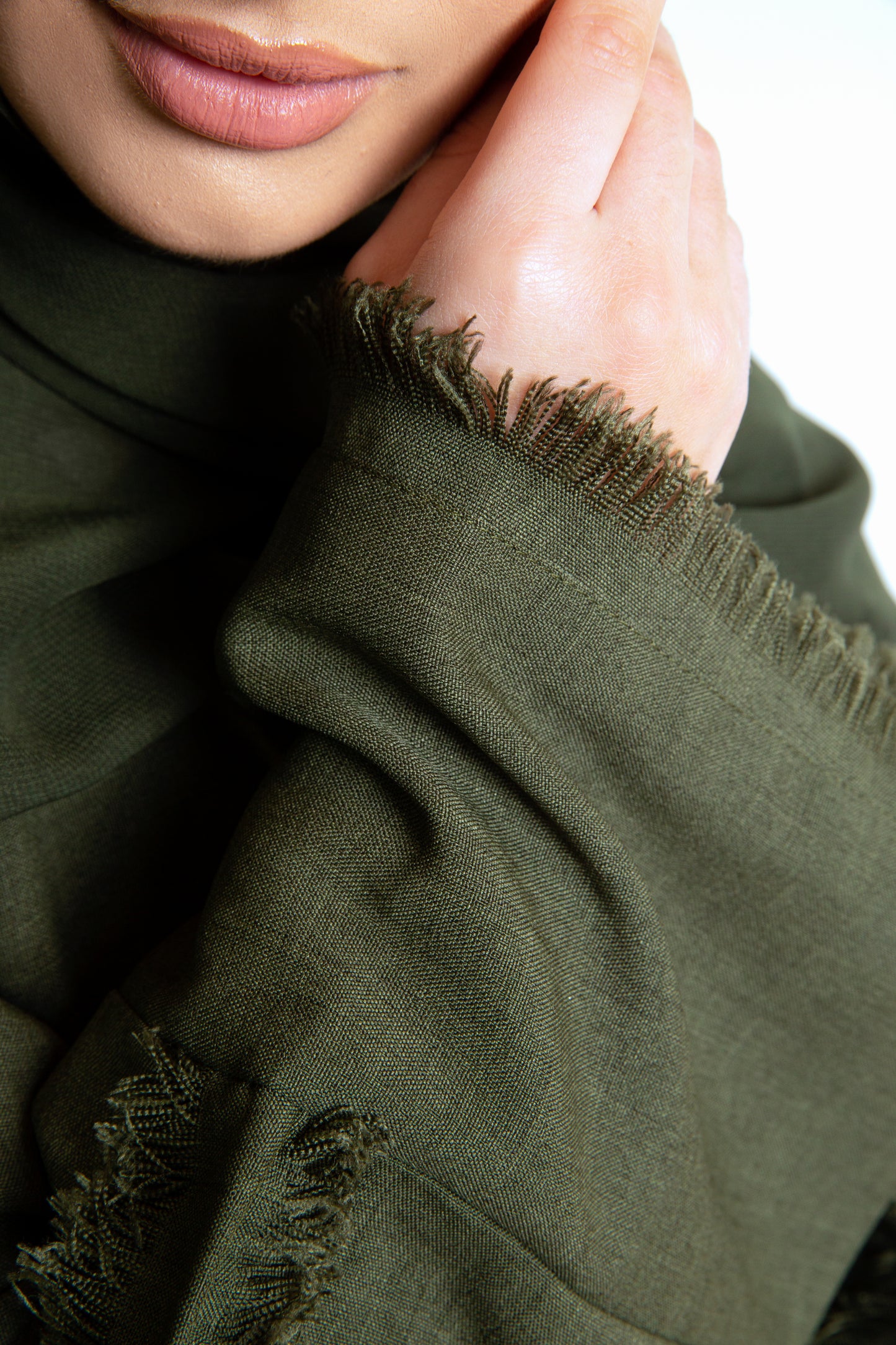 Frayed Linen Abaya- Khaki SALE